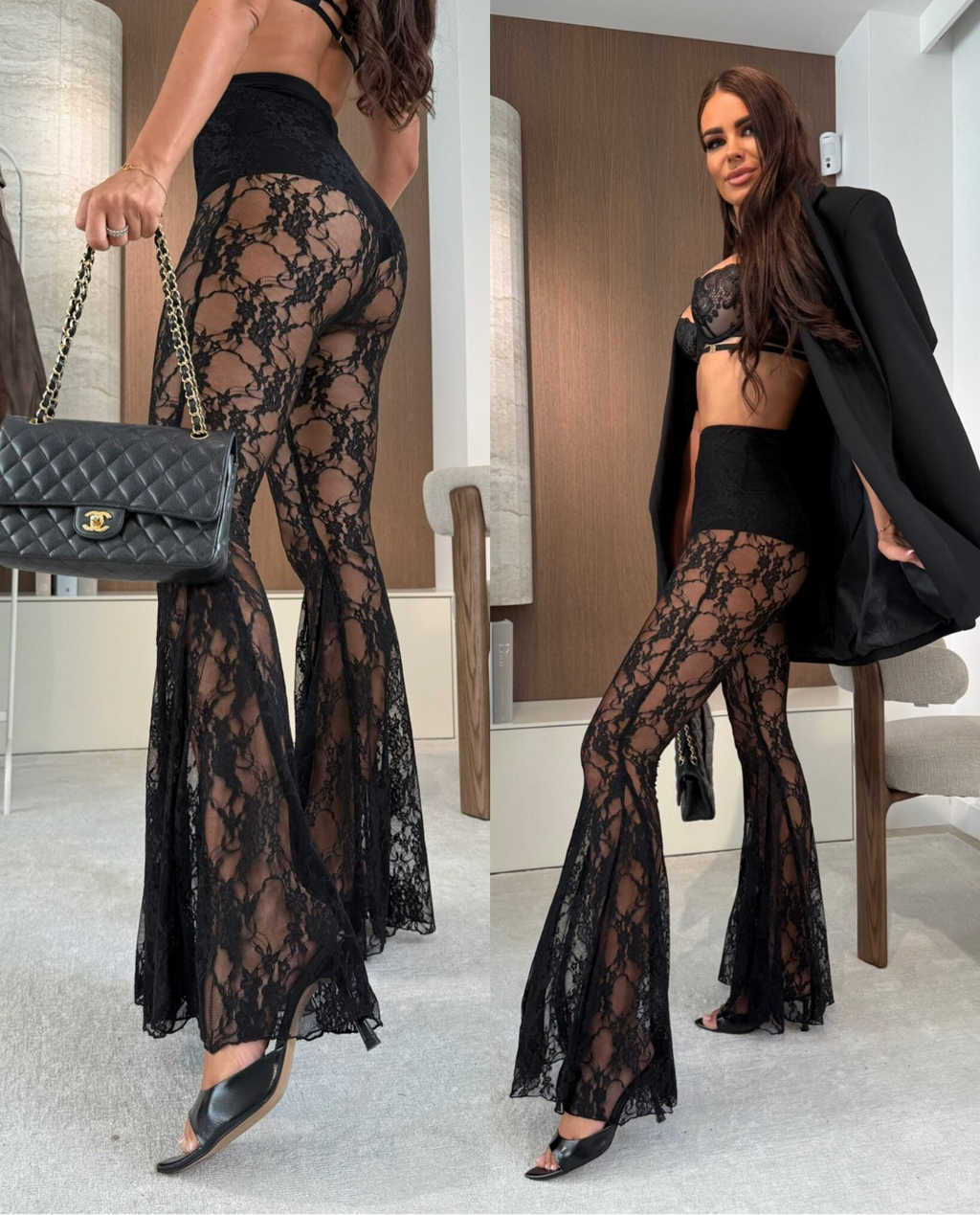 PANTALONES BRANCH PREMIUM ENCAJE NEGRO