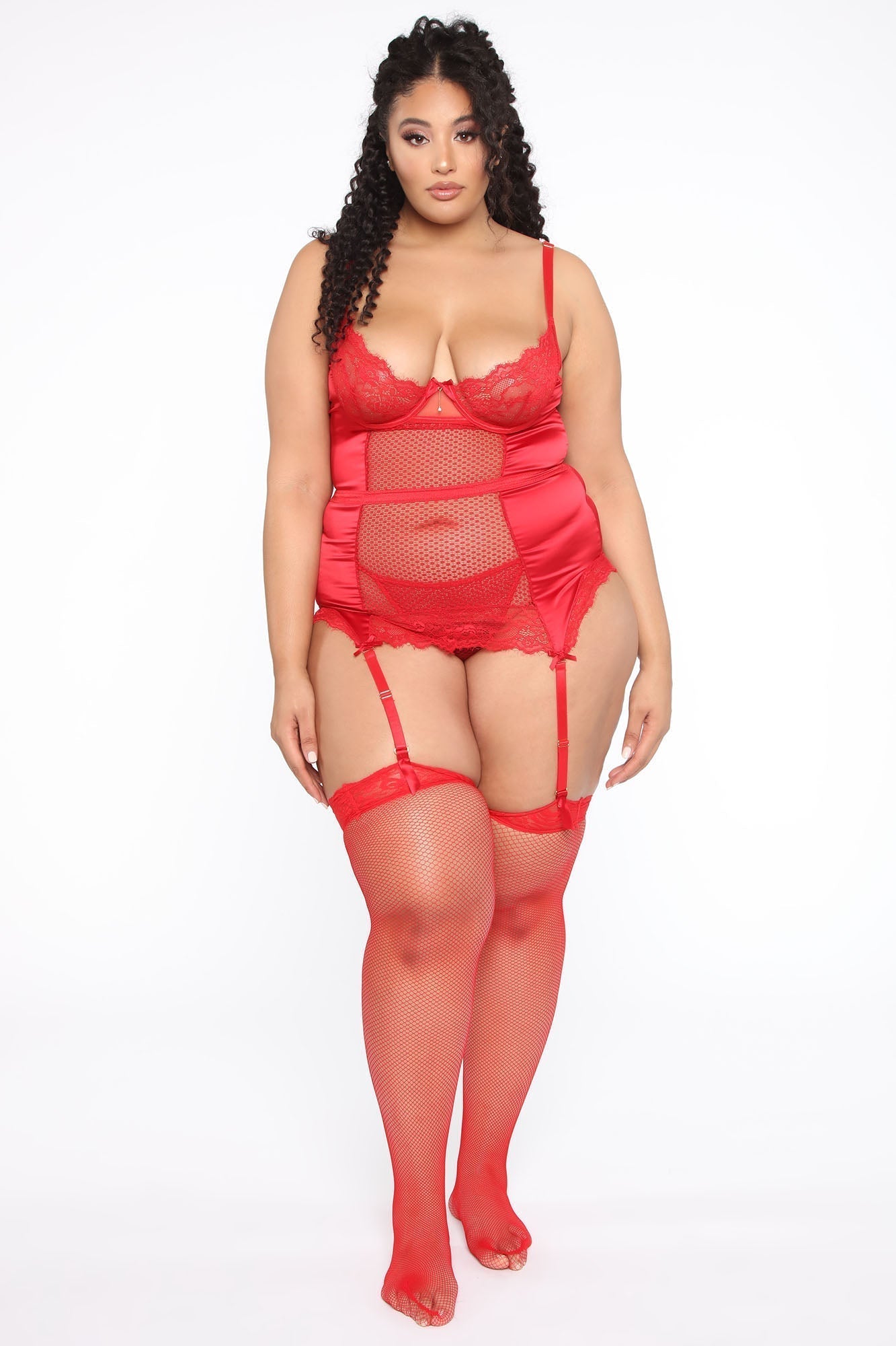 Looking Back Lace Up Chemise 2 Piece Set
