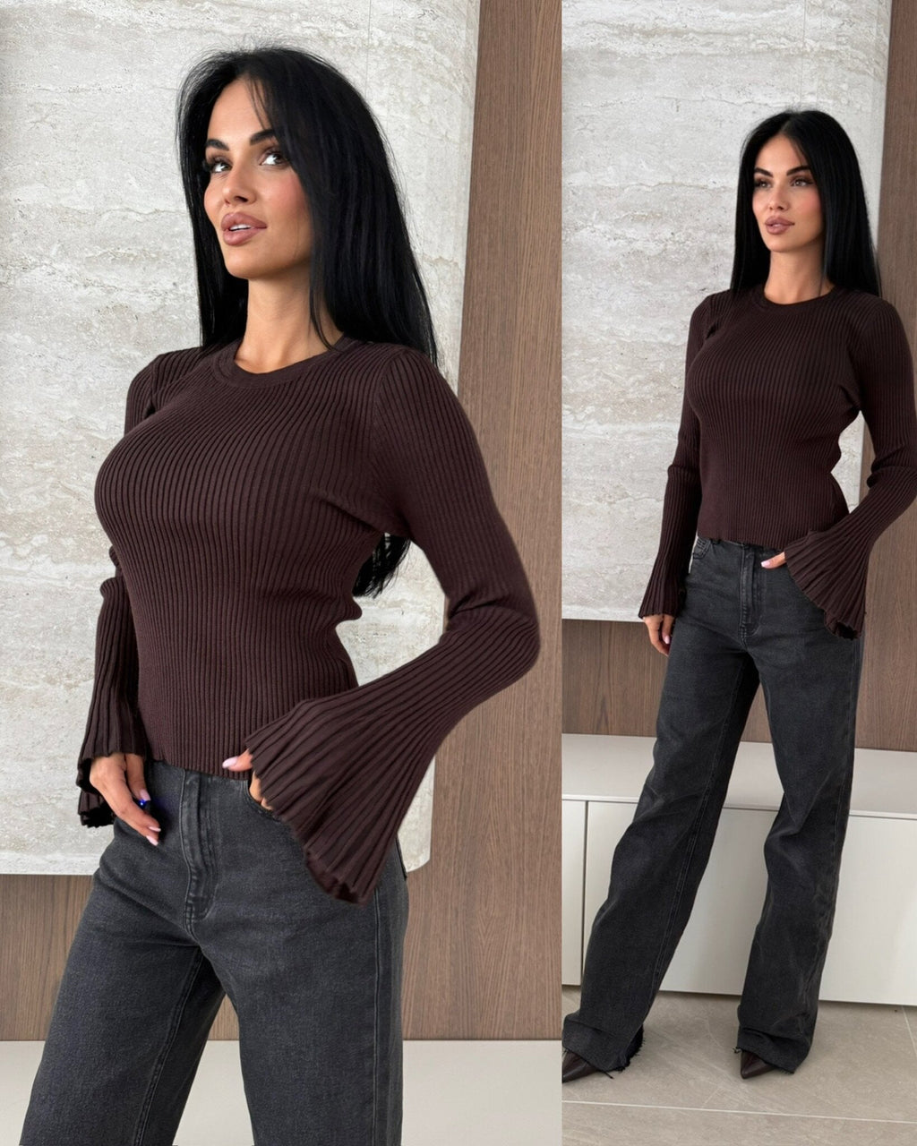 Suéter Raffine chocolate acanalado