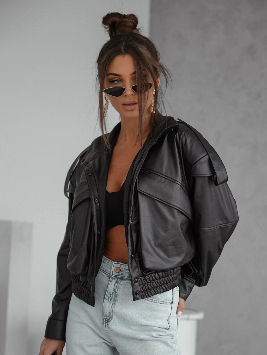 Chaqueta bomber Sandre de piel ecológica