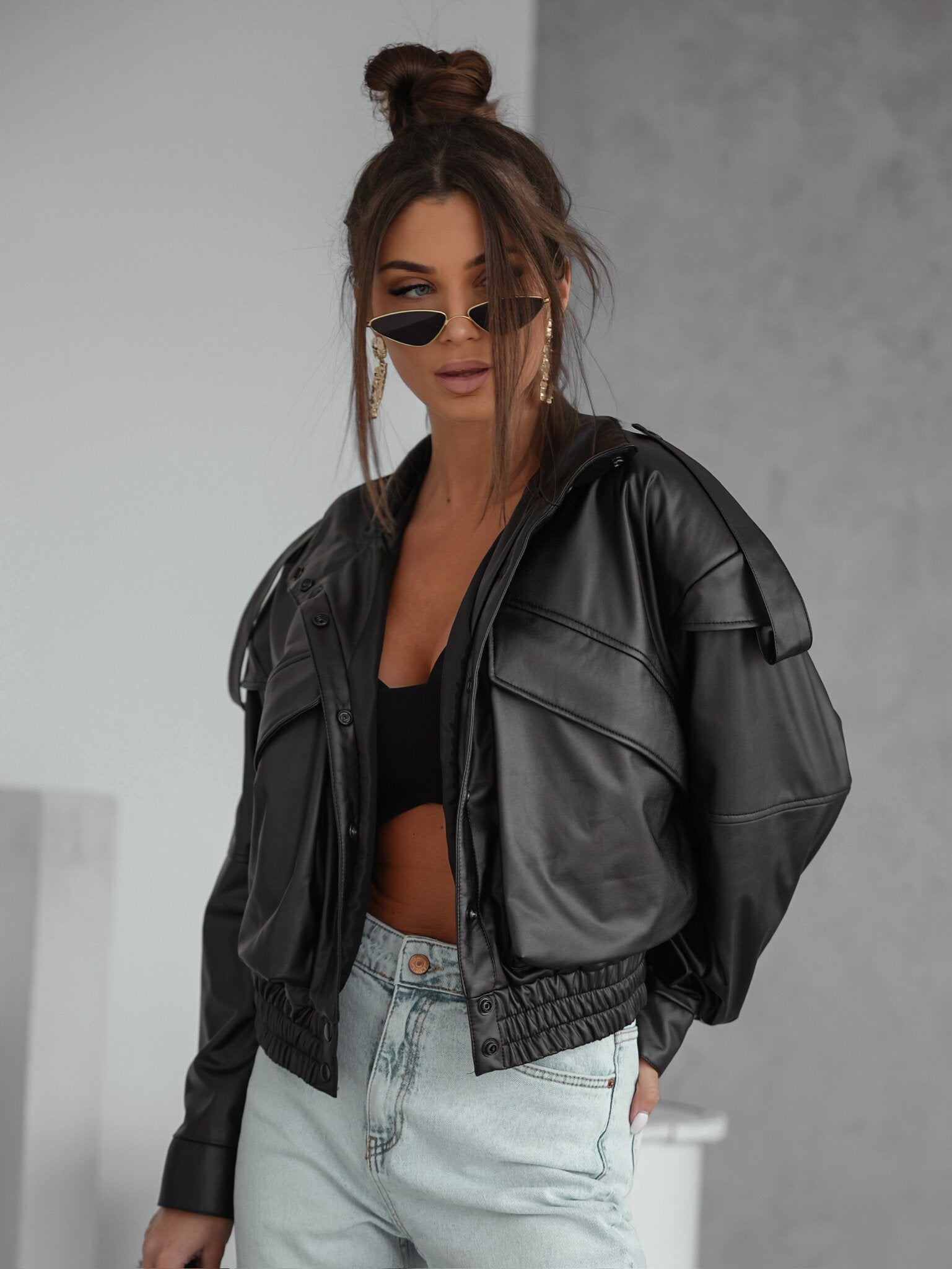 Chaqueta bomber Sandre de piel ecológica