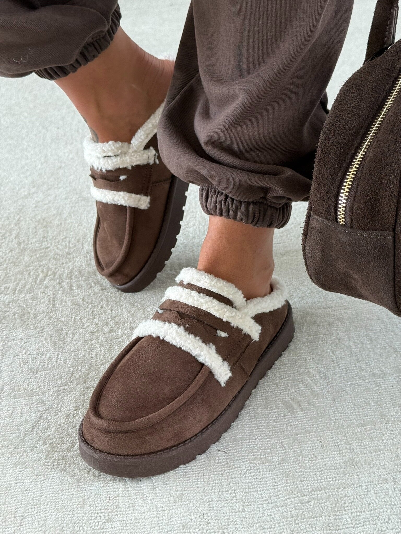 Mule slippers suede insulated