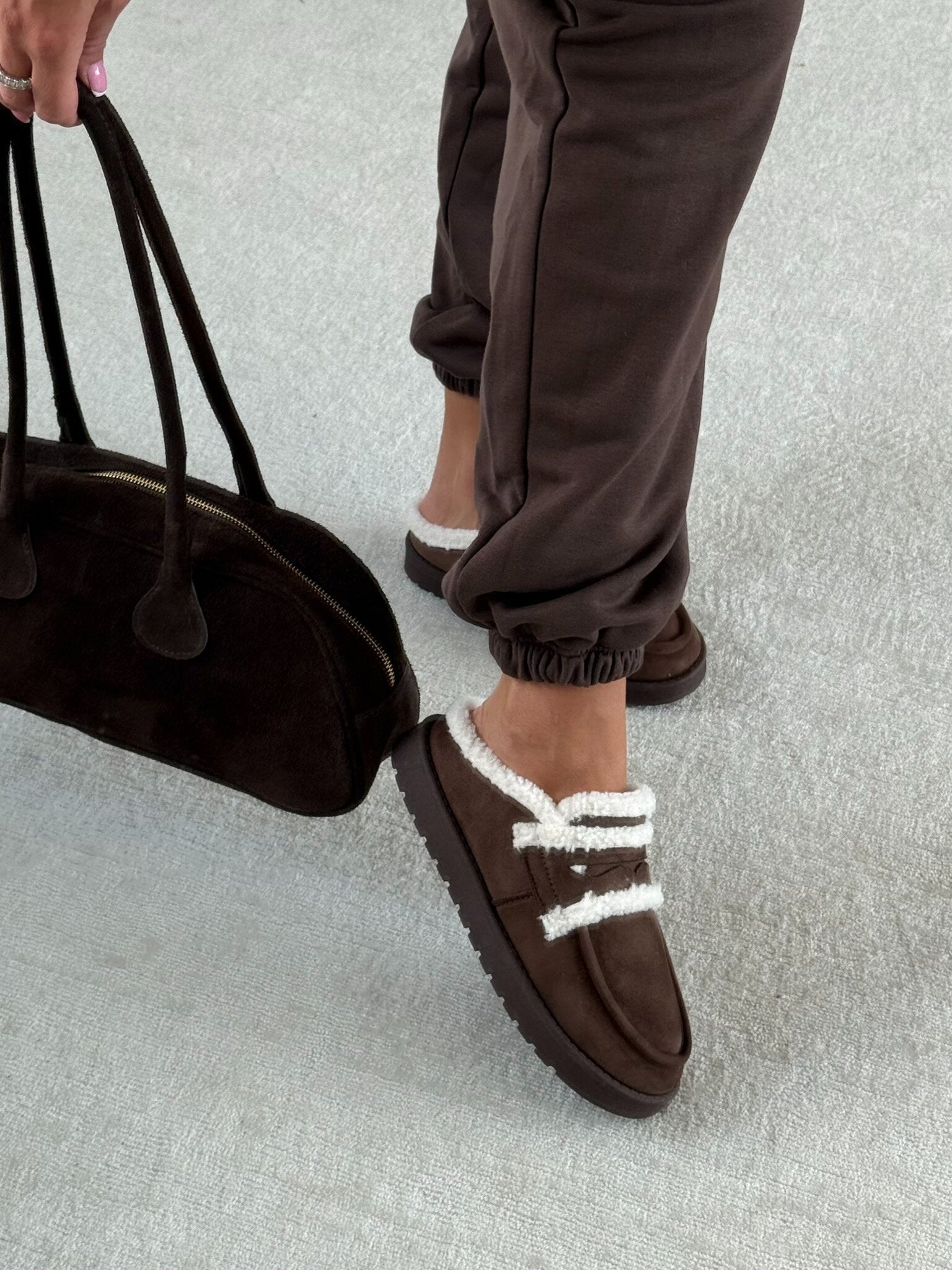 Mule slippers suede insulated