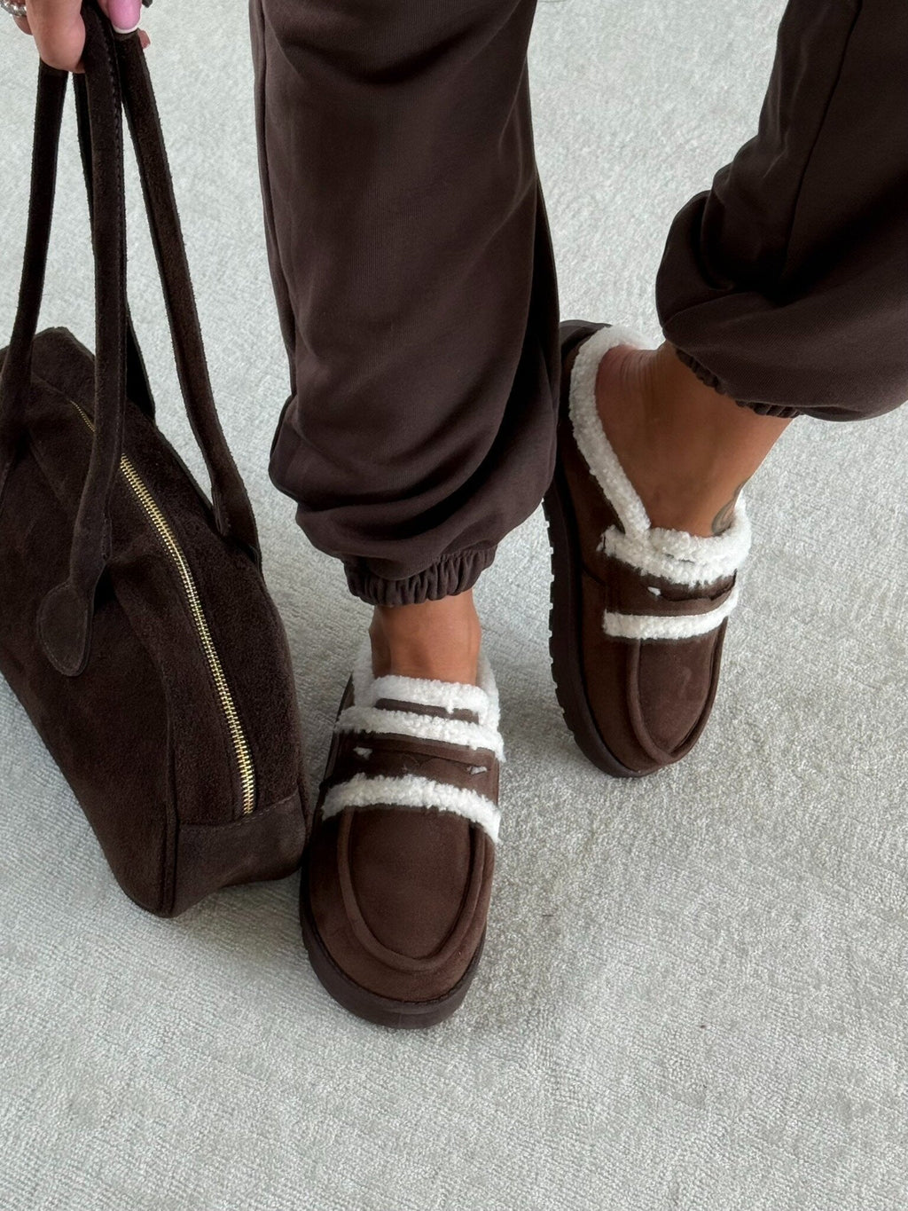 Mule slippers suede insulated