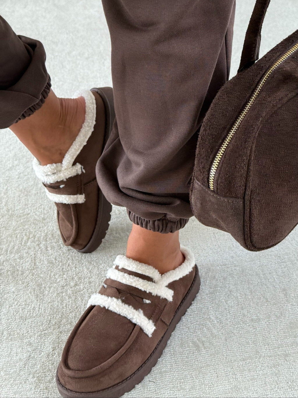 Mule slippers suede insulated