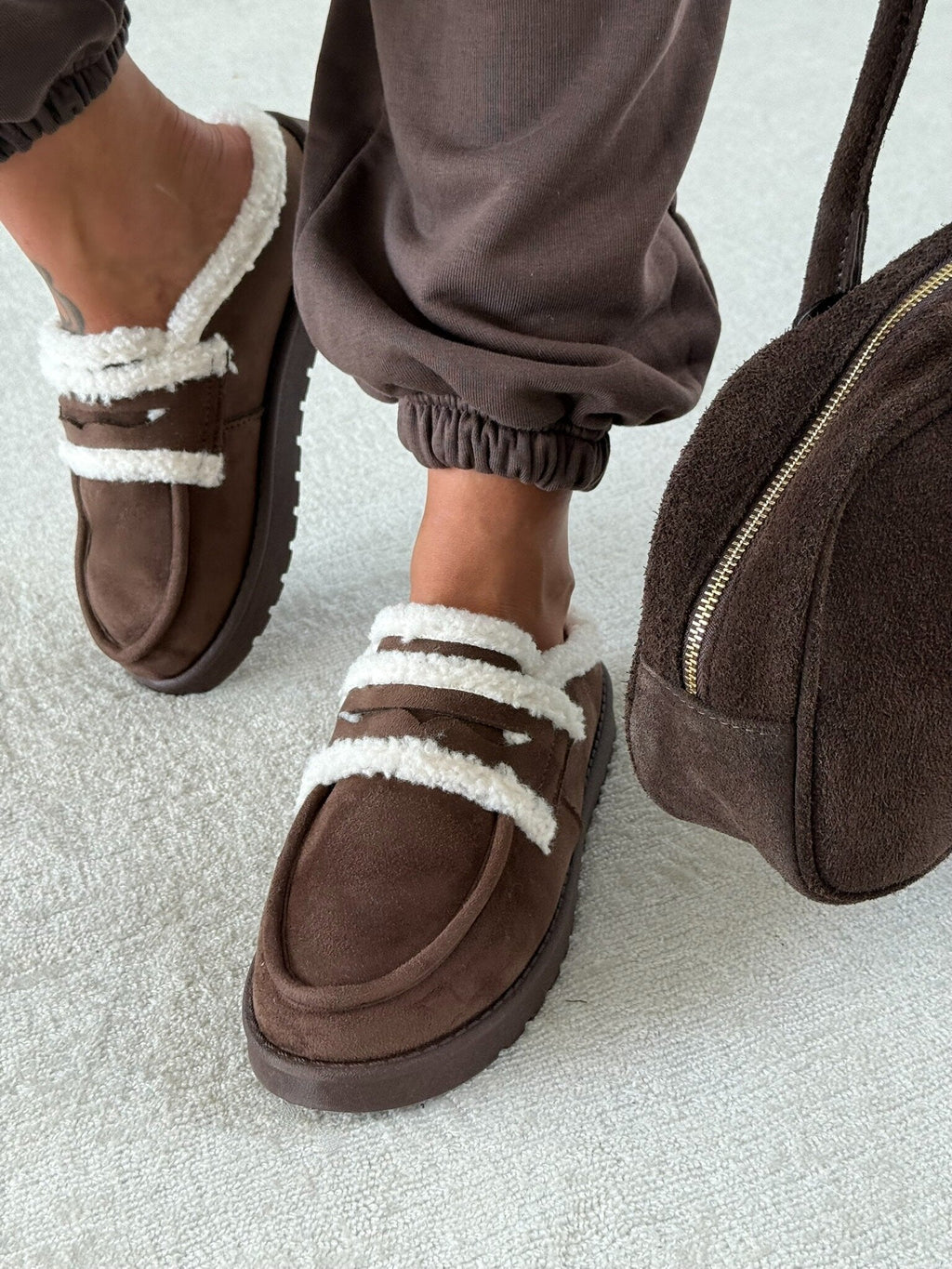 Mule slippers suede insulated