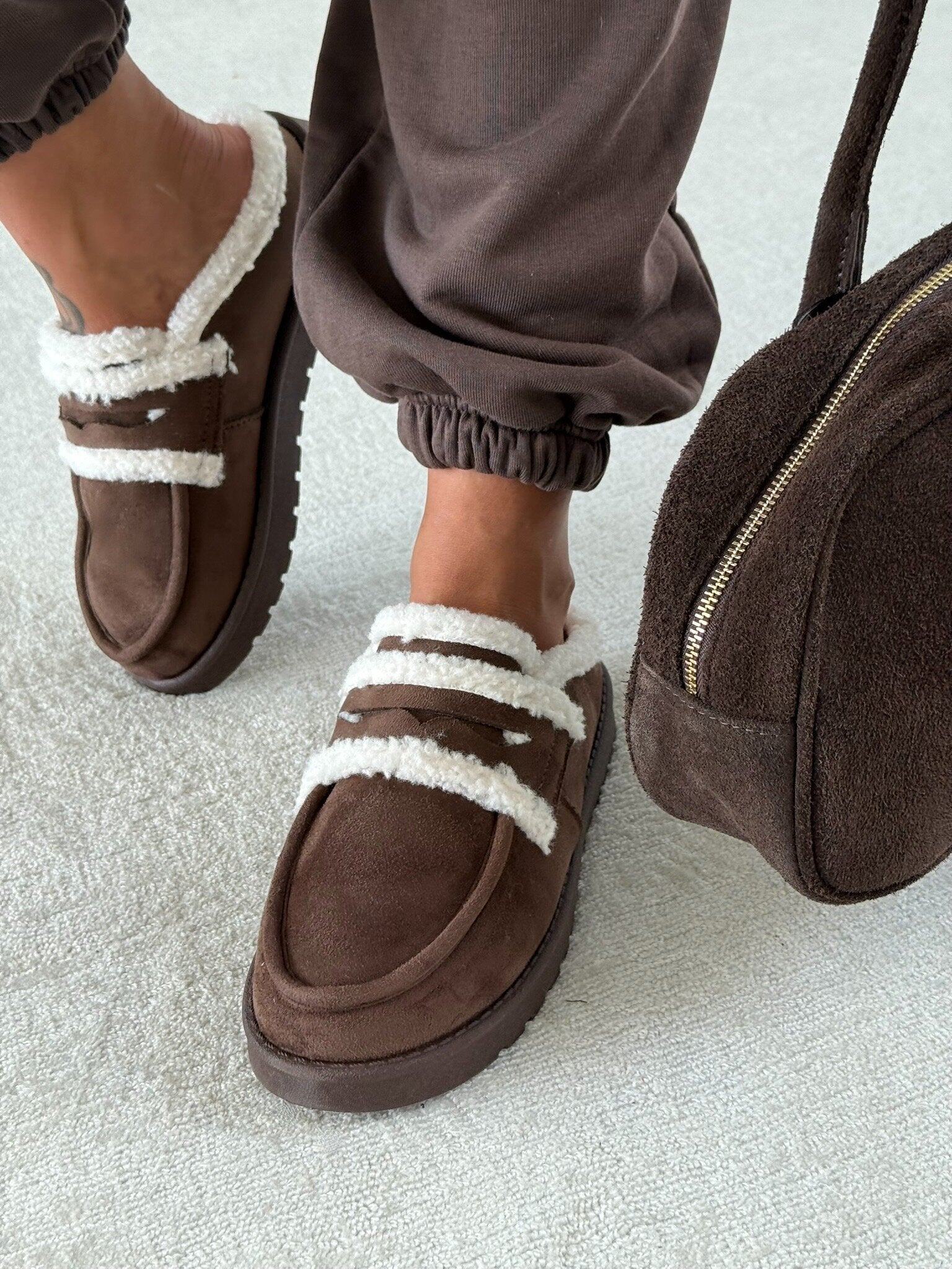 Mule slippers suede insulated