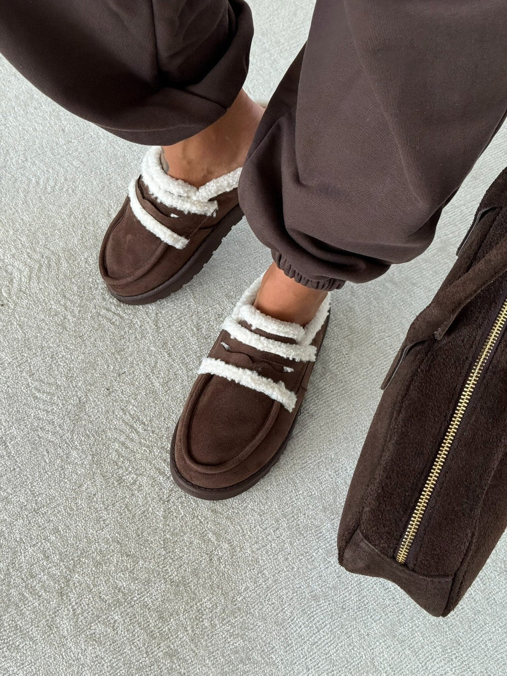 Mule slippers suede insulated