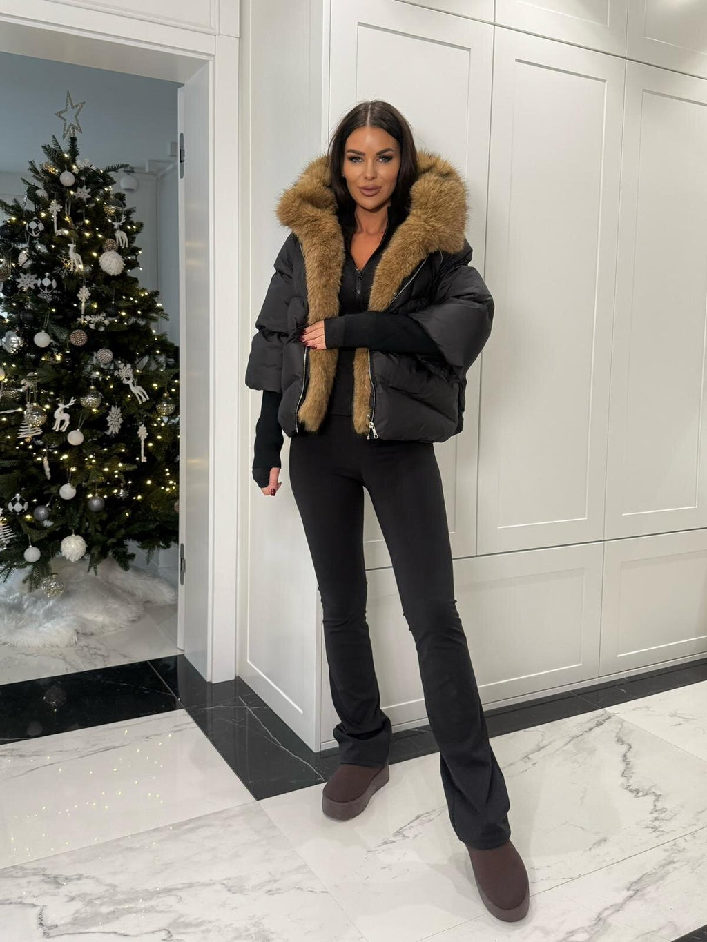 Chaqueta Kame short negro-carmel