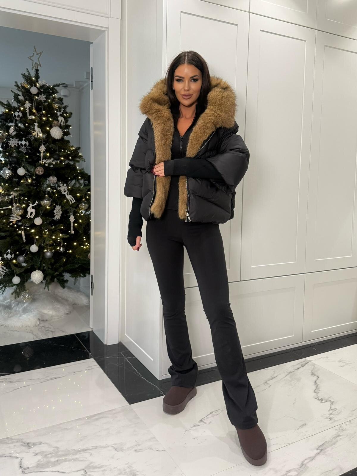 Chaqueta Kame short negro-carmel