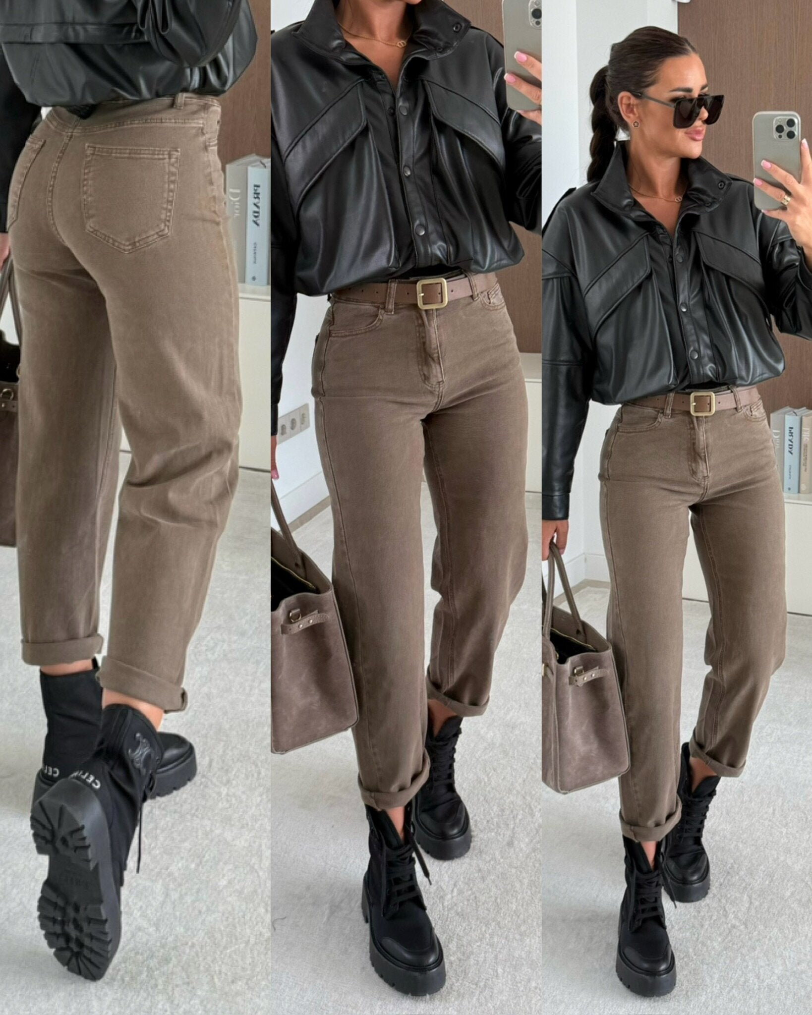 Pantalón Mom Fit Taupe